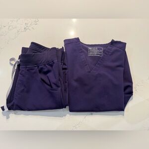 Fig’s Women’s Purple Jam Scrub Set - XXS Top, XXS - tall pants